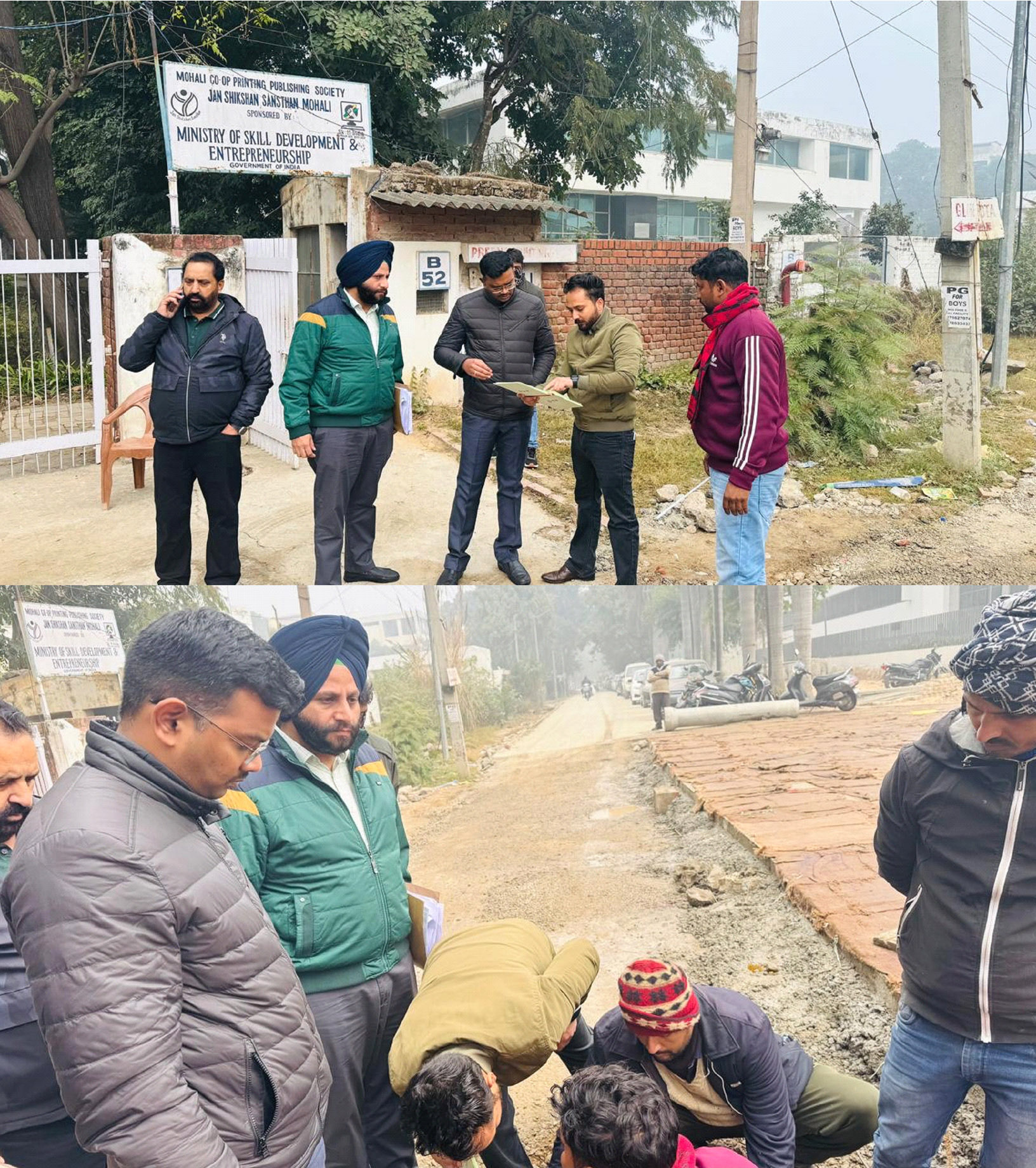 Commissioner T Benith inspects corporation workshop, B road of Sector 66 and concrete road under construction in Industrial Area Phase 6